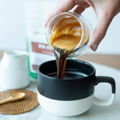 Cup of freshly brewed Cordyceps coffee