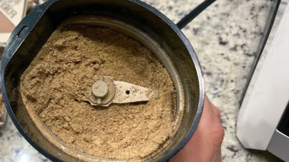 Making Lion's mane powder with a blender