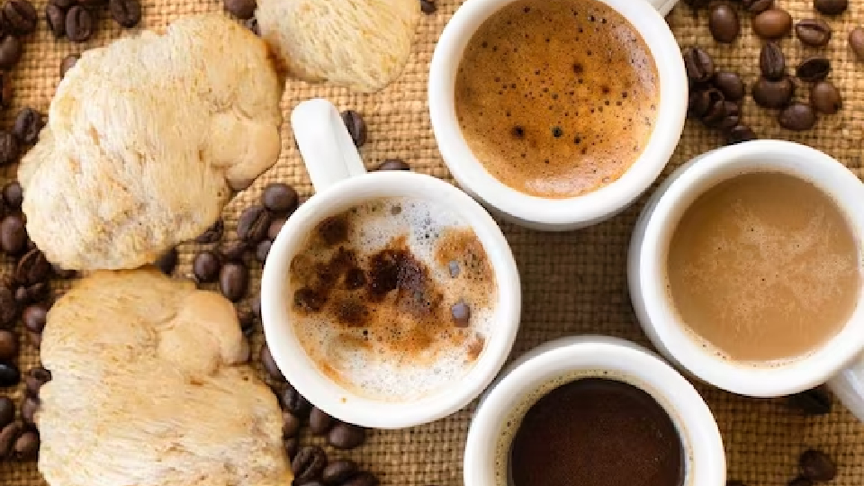 Lion's Mane mushrooms with Lion's Mane coffee