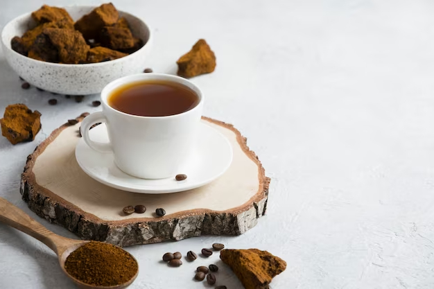 A cup of coffee made of Chaga powder